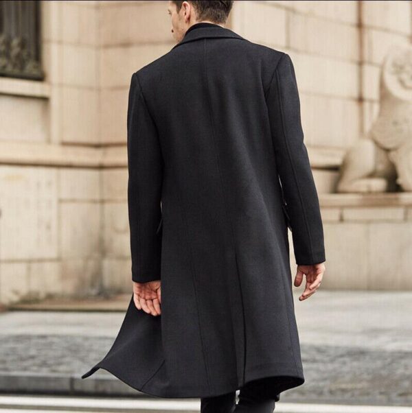 Men's long trench coat woolen coat - Image 3