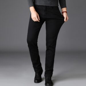 Men's Jeans Slim Straight Black Pants