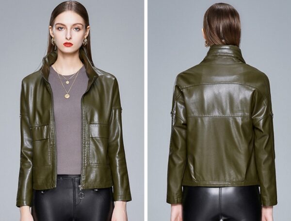 Korean Style Leather Jacket Women PU Coat Leather - Image 5