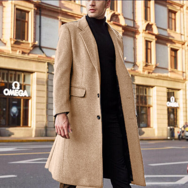 Men's long trench coat woolen coat - Image 6