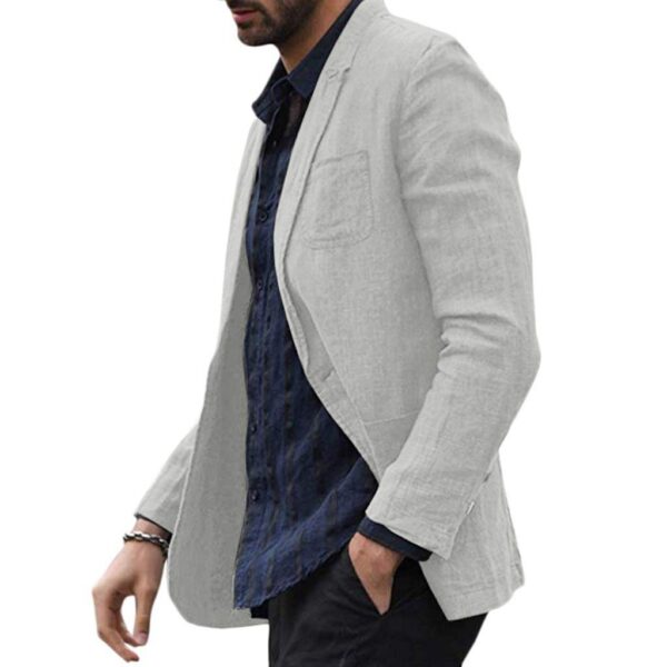 autumn Solid for Men Cotton Thin Suits Blazers Jacket coa - Image 2