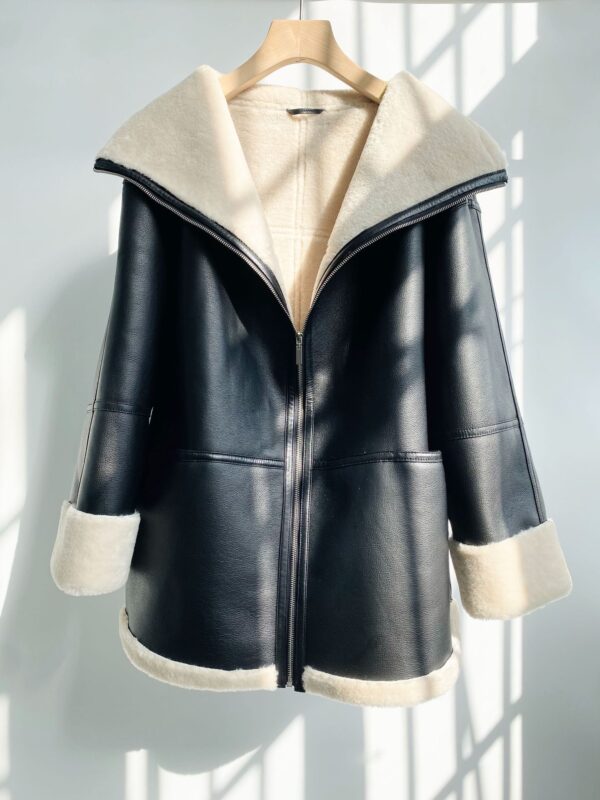 Nordic Leather Overcoat Coat For Women - Image 6