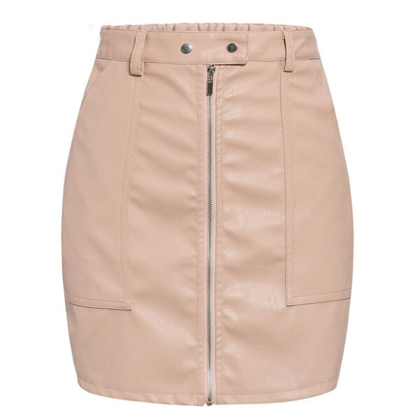 Leather skirt short skirt solid color skirt - Image 5