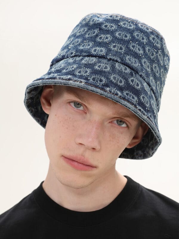 Vintage Washed Spray Horse  Presbyopia Denim Bucket Hat - Image 2