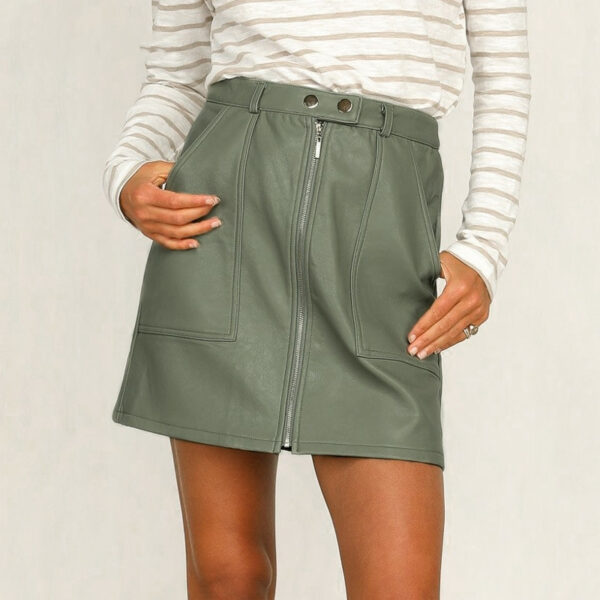 Leather skirt short skirt solid color skirt - Image 2