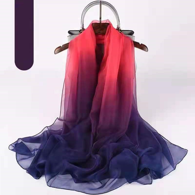 Ladies Gradient Color Summer Soft Yarn Silk Scarf - Image 3