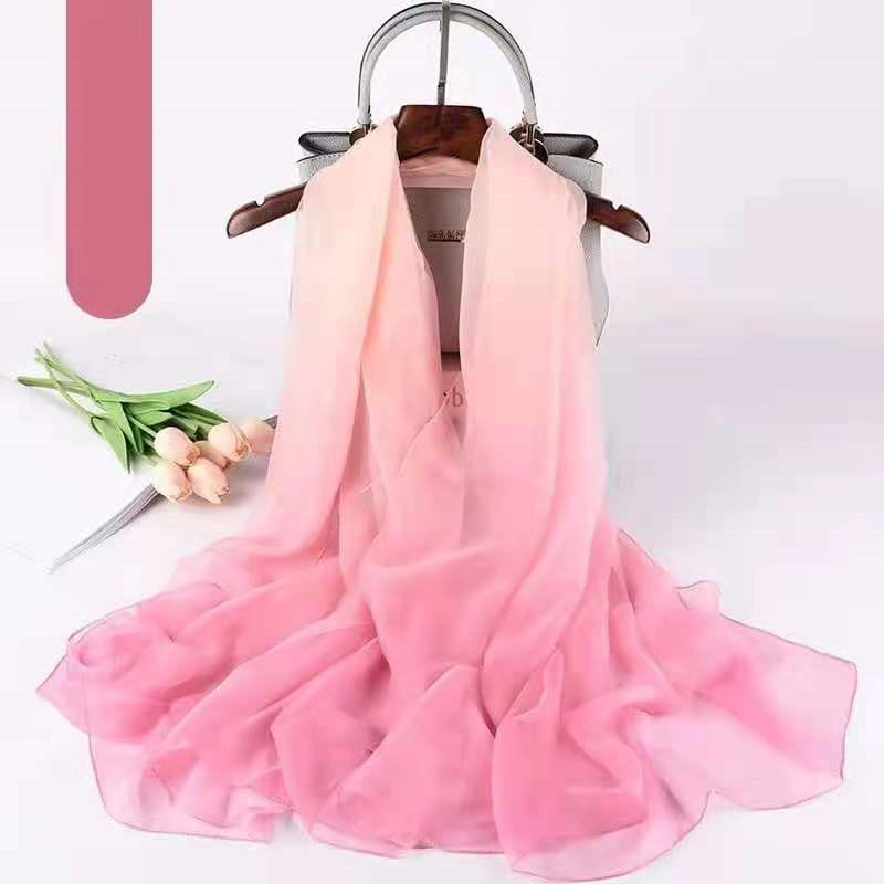 Ladies Gradient Color Summer Soft Yarn Silk Scarf - Image 7
