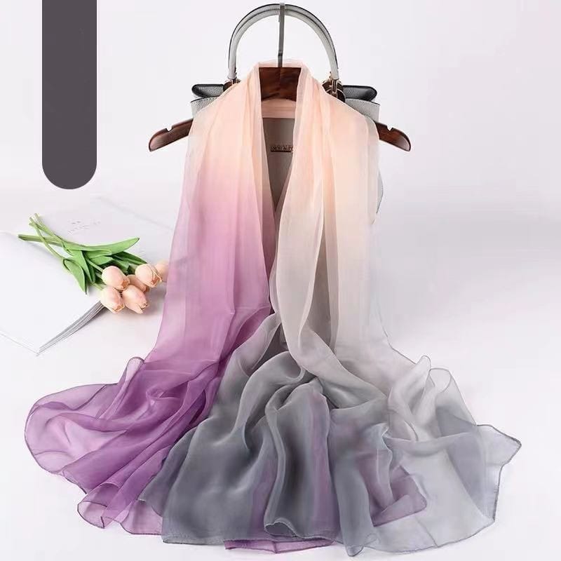 Ladies Gradient Color Summer Soft Yarn Silk Scarf - Image 5