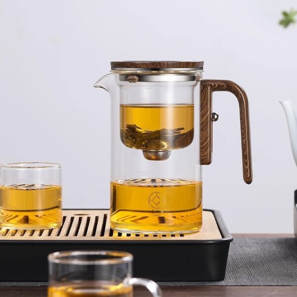 One Click Magnetic Teapot Separation Filtration Glass Tea Pot Wood Handle Tea Water Separation Inner Container Teapot - Image 10
