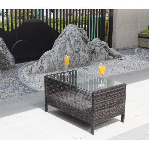 Outdoor Patio Furniture Coffee Table With Clear Tempered Glass - Image 8