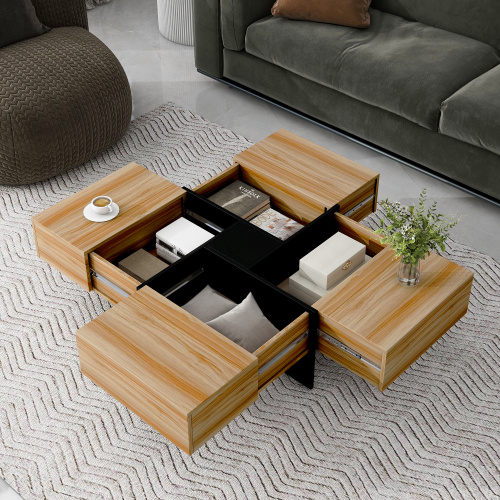 Unique Design Coffee Table With 4 Hidden Storage Compartments - Image 4