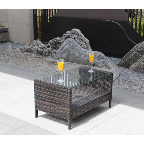 Outdoor Patio Furniture Coffee Table With Clear Tempered Glass - Image 4