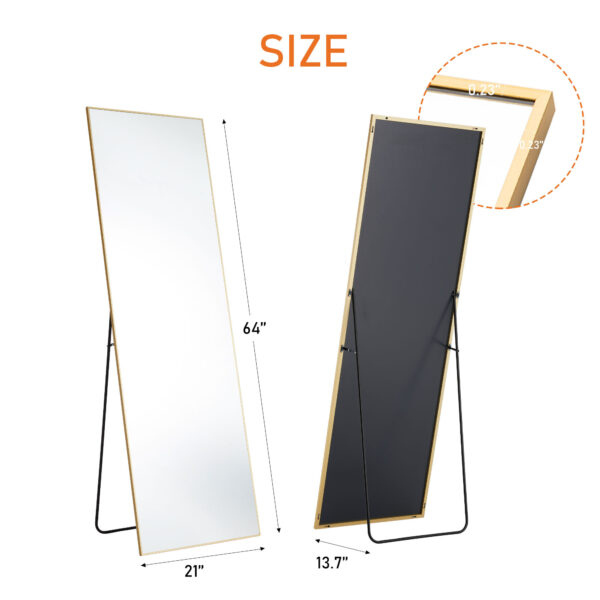 Floor Standing Mirror, Wall Mirror With Stand Aluminum Alloy Thin Frame - Image 9