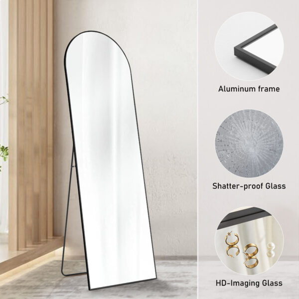Floor Standing Mirror, Wall Mirror With Stand Aluminum Alloy Thin Frame - Image 5