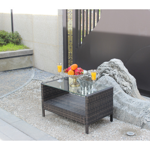 Outdoor Patio Furniture Coffee Table With Clear Tempered Glass - Image 5