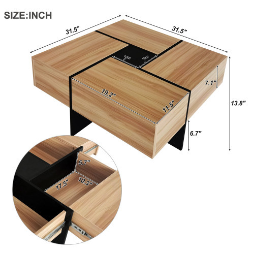 Unique Design Coffee Table With 4 Hidden Storage Compartments - Image 3