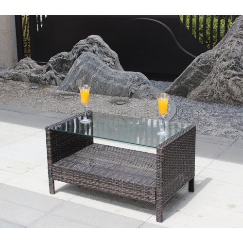 Outdoor Patio Furniture Coffee Table With Clear Tempered Glass - Image 10
