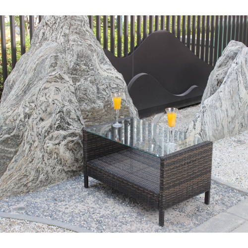 Outdoor Patio Furniture Coffee Table With Clear Tempered Glass - Image 3