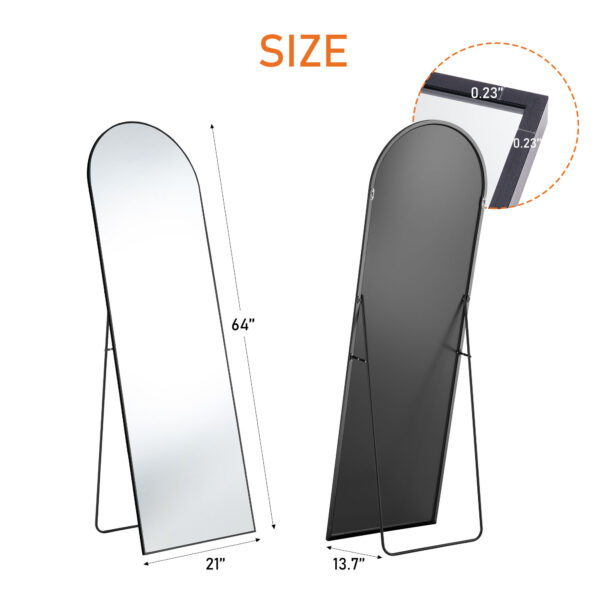 Floor Standing Mirror, Wall Mirror With Stand Aluminum Alloy Thin Frame - Image 7