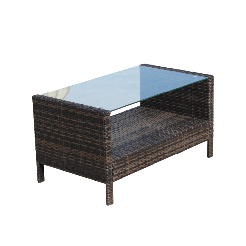 Outdoor Patio Furniture Coffee Table With Clear Tempered Glass - Image 6