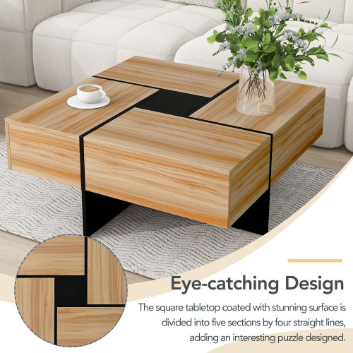 Unique Design Coffee Table With 4 Hidden Storage Compartments - Image 8