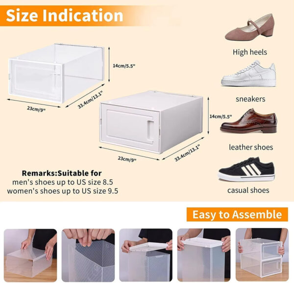 15 Pack Foldable Shoe Box Storage Containers Storage Bins Shoe Storage Organizer Drawer - Image 6
