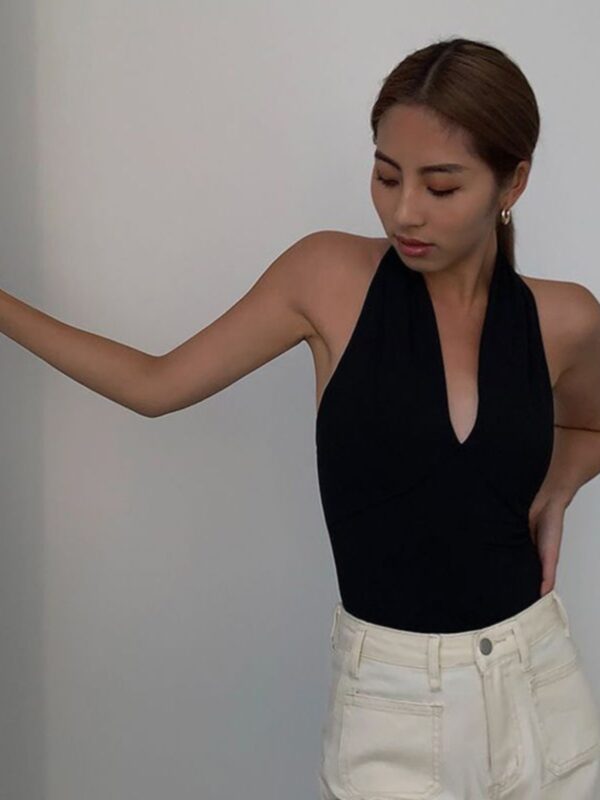 Advanced Sense Black V-neck Halterneck Vest - Image 5