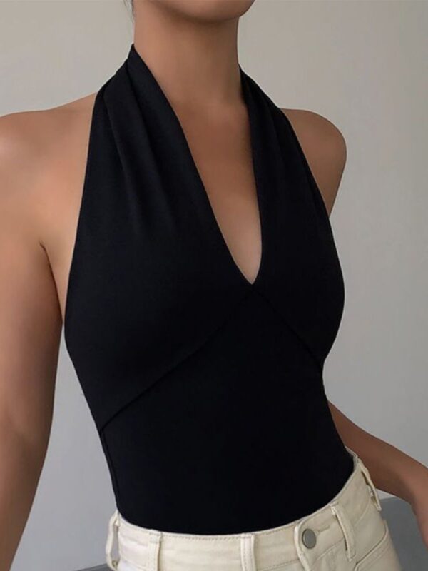 Advanced Sense Black V-neck Halterneck Vest - Image 3