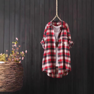 Loose And Idle Plaid Shirt Women's Mid-length Autumn Hongkong Style Coat