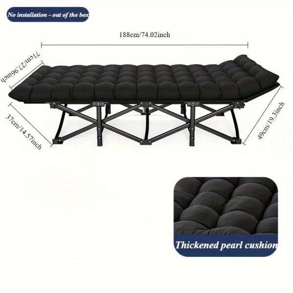 Black Heavy Duty Foldable Camp Cot With Storage Bag - Portable For Travel, Home Office & RV Trips