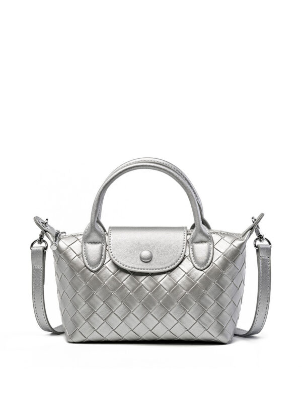 Fashion Cattlehide Leather Woven Leather Handbag - Image 5