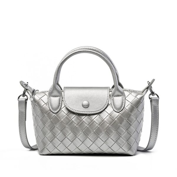 Fashion Cattlehide Leather Woven Leather Handbag - Image 4