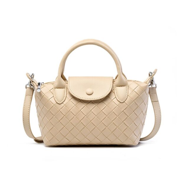 Fashion Cattlehide Leather Woven Leather Handbag - Image 3