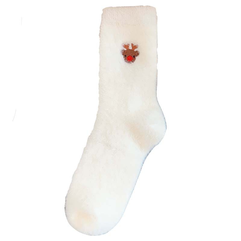 Women's Autumn And Winter Style White Mink Fur Christmas Stockings - Image 4