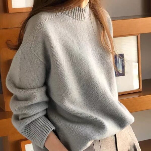 Soft Nuo Gentle Round Neck Pullover Loose Bottoming Sweater For Women - Image 6