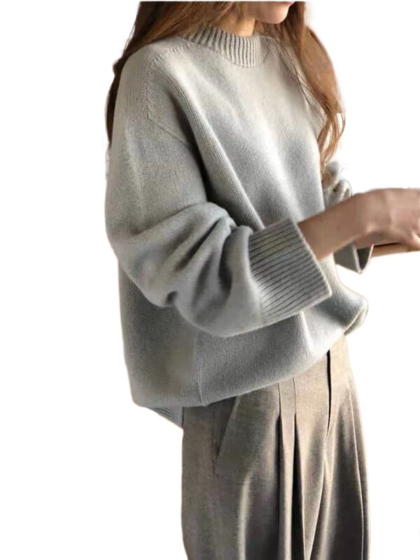 Soft Nuo Gentle Round Neck Pullover Loose Bottoming Sweater For Women - Image 2