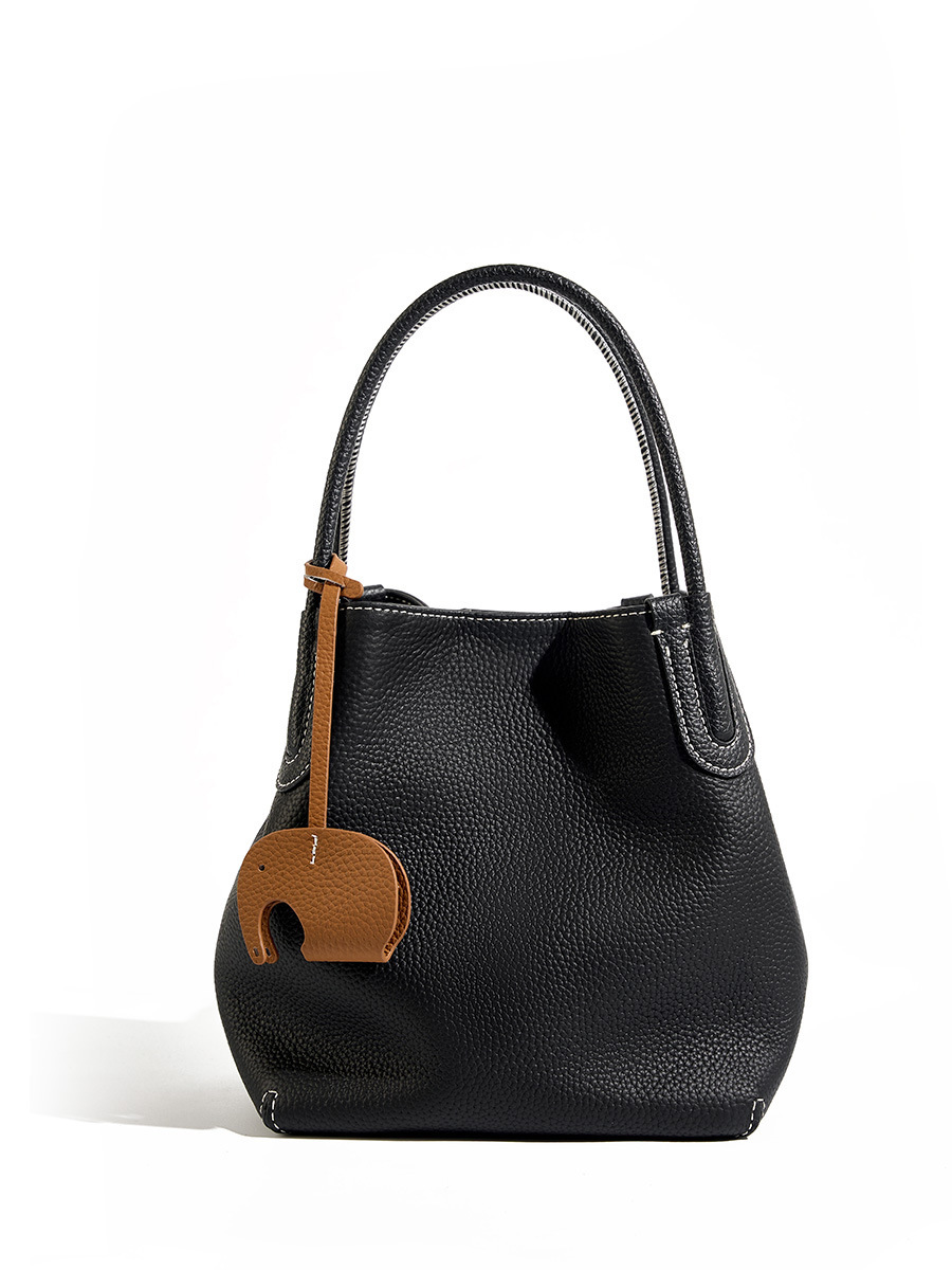 Niche First Layer Cowhide Bucket Bag - Image 7
