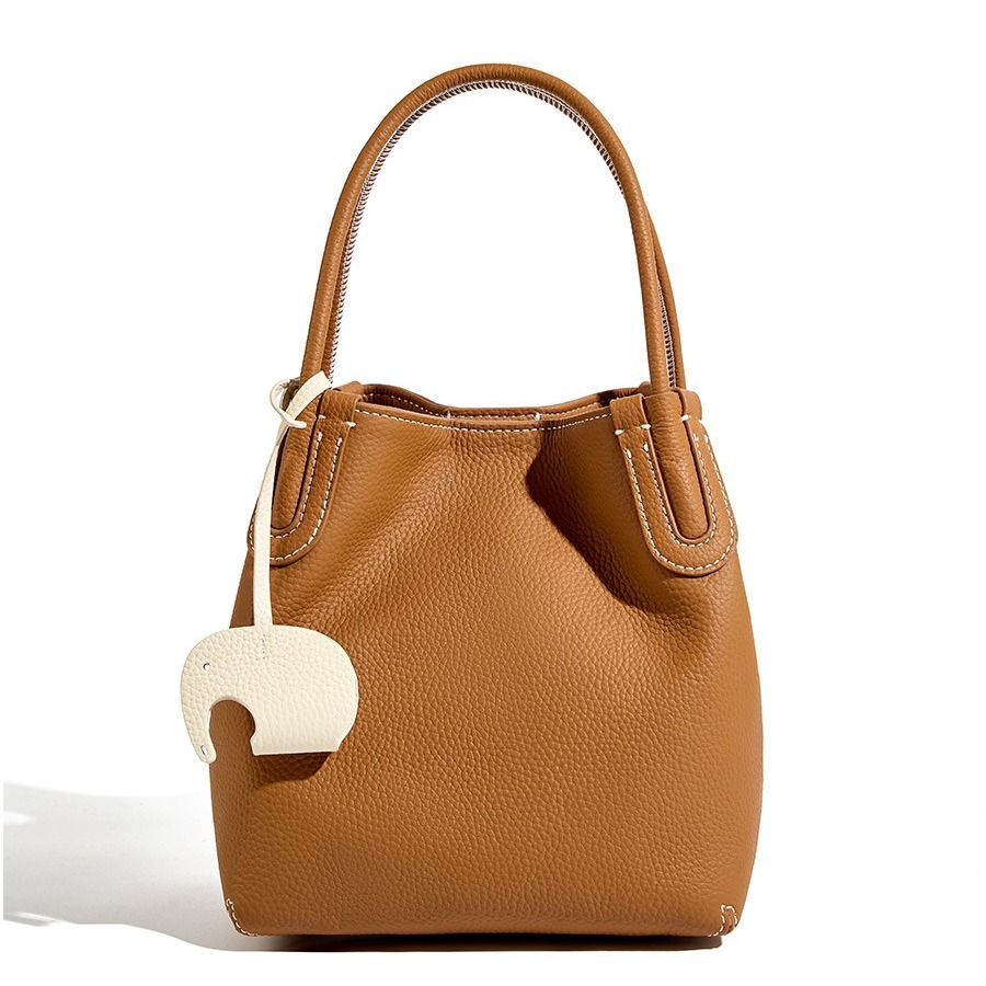 Niche First Layer Cowhide Bucket Bag - Image 2