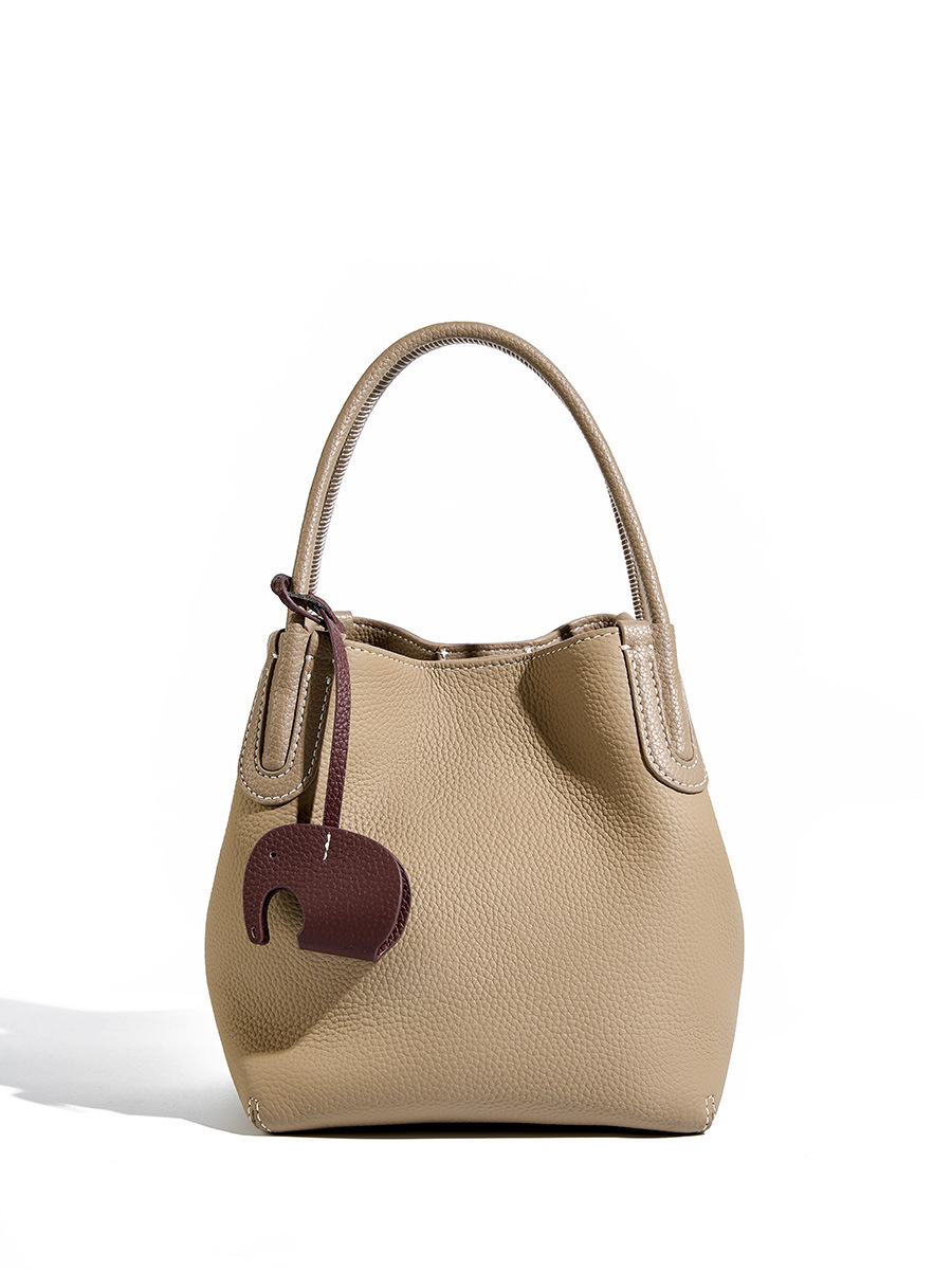 Niche First Layer Cowhide Bucket Bag - Image 4