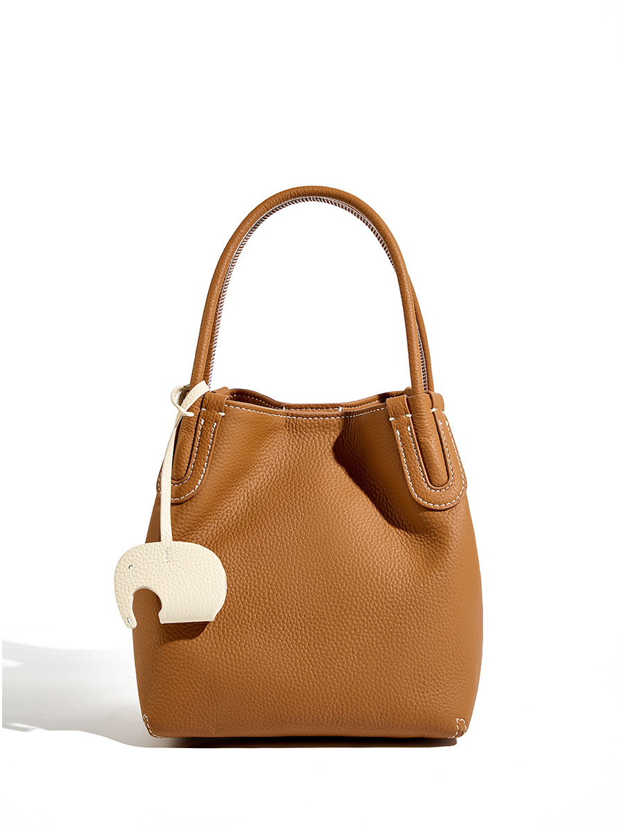 Niche First Layer Cowhide Bucket Bag - Image 3