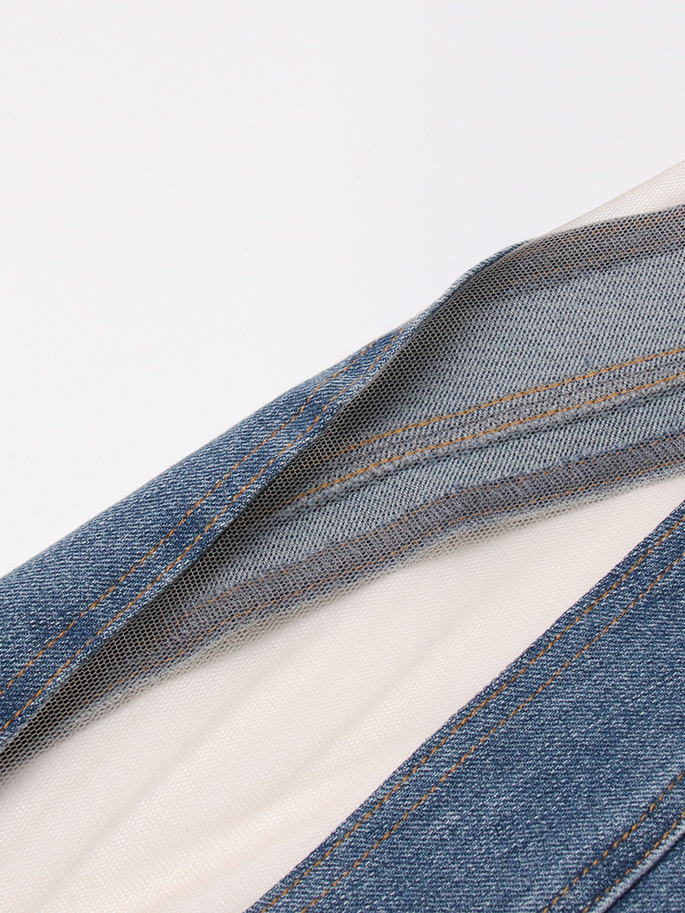 Hollow Irregular Patchwork Jeans Woman - Image 2