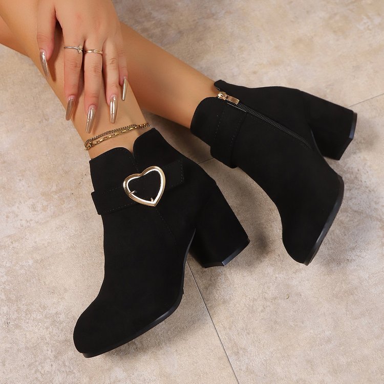 Plus-size British-style Square-toe High-heeled Versatile Womens Ankle Boots - Image 5