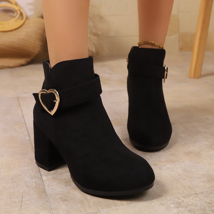 Plus-size British-style Square-toe High-heeled Versatile Womens Ankle Boots - Image 4