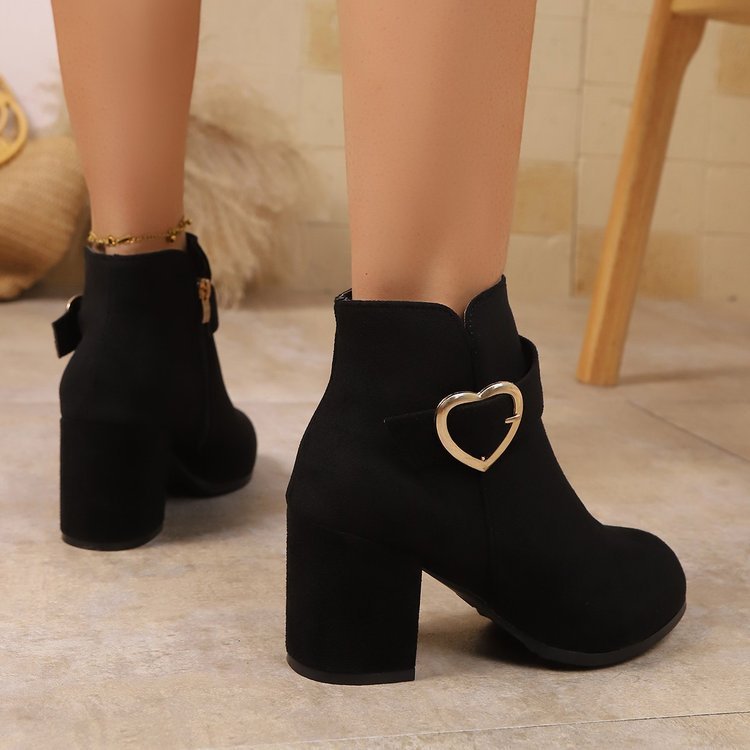 Plus-size British-style Square-toe High-heeled Versatile Womens Ankle Boots - Image 2