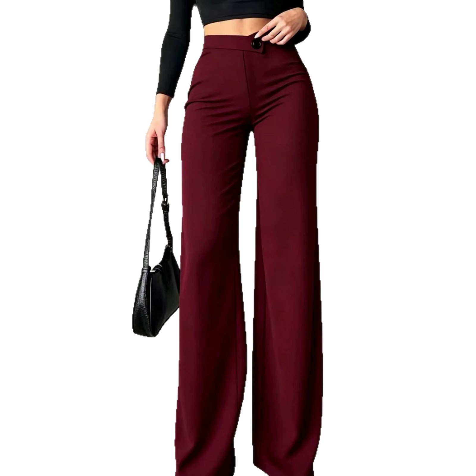 Womens New High-waisted Draping Straight-leg Minimalist Crossover Suit Pants - Image 10