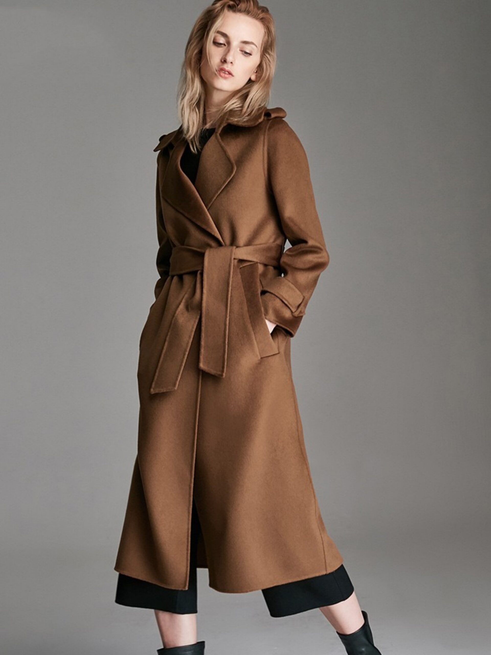 Fashionable Long Knee Length Woolen Jacket - Image 4