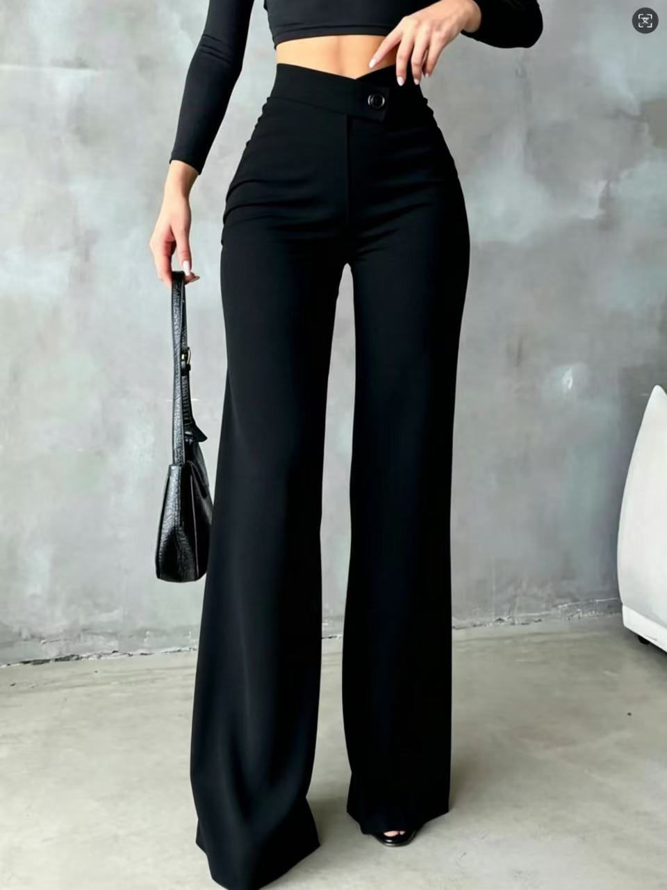 Womens New High-waisted Draping Straight-leg Minimalist Crossover Suit Pants - Image 9