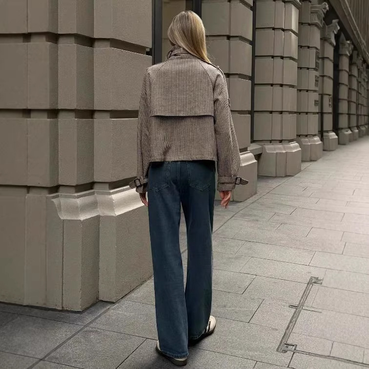 Womens Relaxed-fit Casual Houndstooth Coat - Image 2