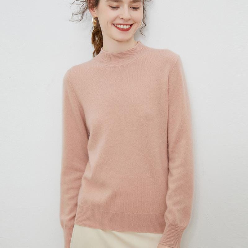 Half-high-neck Solid-color Loose-fit Pullover Knit Sweater - Image 3