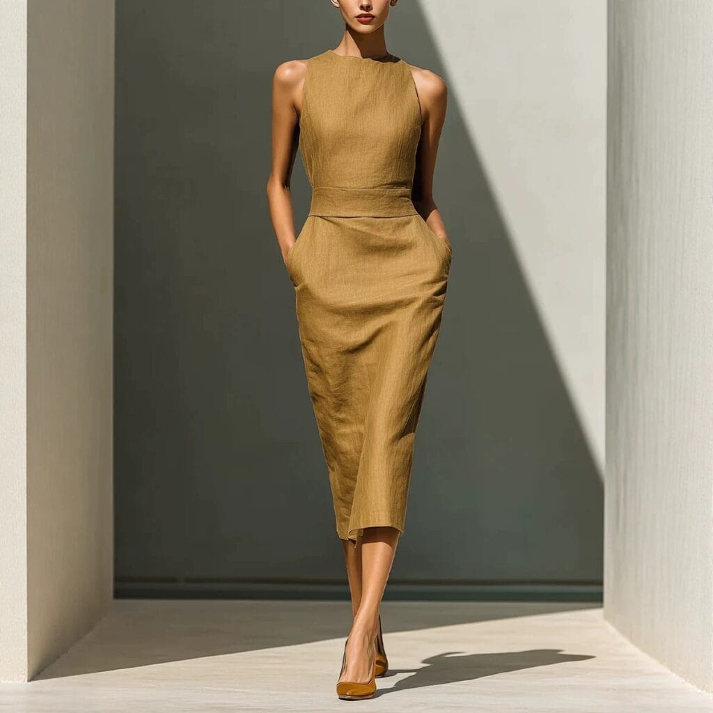 Figure-flattering Mid-length Sheath Dress That Slimlines The Silhouette